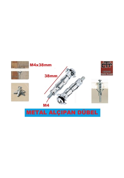Metal Alçıpan Dübel-Paraşüt Tipi Metal Alçıpan Dübeli - 4 Adet