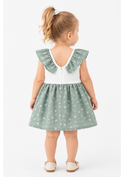 Babyhola Kız Bebek Müslin Sıfır Kol Yazlık Elbise 15234 Mint Yeşil