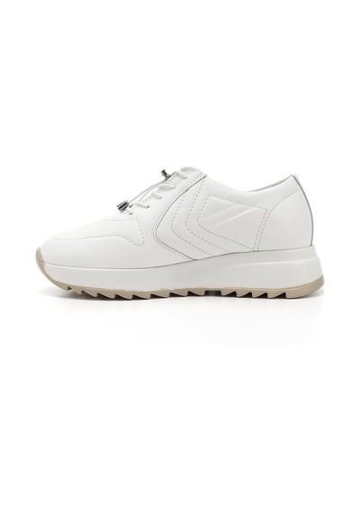 Gönderi(R) Gönderi R Beyaz Bağcıklı Dolgu Taban Hakiki Deri Sneaker Beyaz