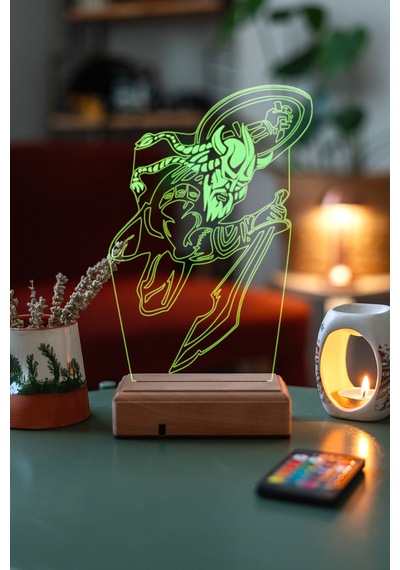 Özel Tasarım 3D Kılıç Ve Kalkanlı Viking Led Lamba