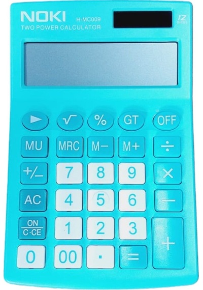 Masaüstü Hesap Makinesi 11x17 Cm 12 Basamaklı Orta Boy Güneş Enerjili 2 Yıl Garantili Turkuaz Çok Renkli