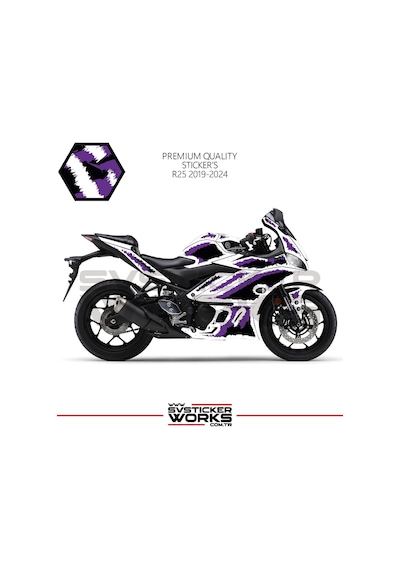 Yamaha R25 Kaplama Sticker Air Brush Motor Kaplama Modeli Hazır Kit 2019 / 2024 Uyumlu Mor