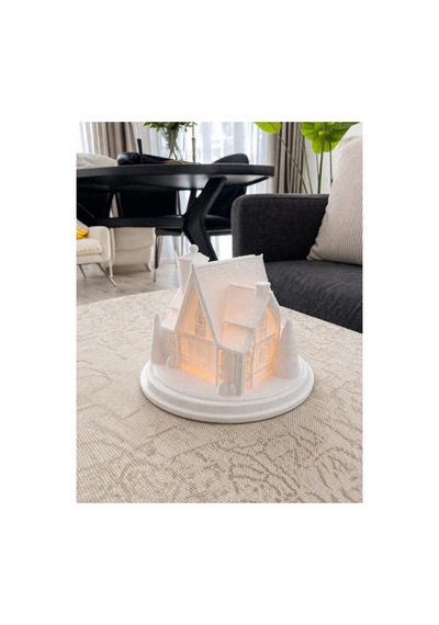 Dekoratif Tealight Kış Evi Aydınlatma Dahil Beyaz