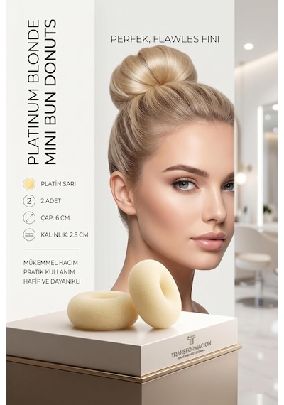 Transformacion Mini Saç Topuz Süngeri 2 Adet, 6 Cm, 7430000721337, Gold Genel