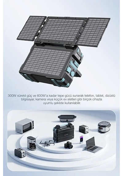76800mah 300w Taşınabilir Güç İstasyonu Güneş Panelli Hızlı Şarj Siyah