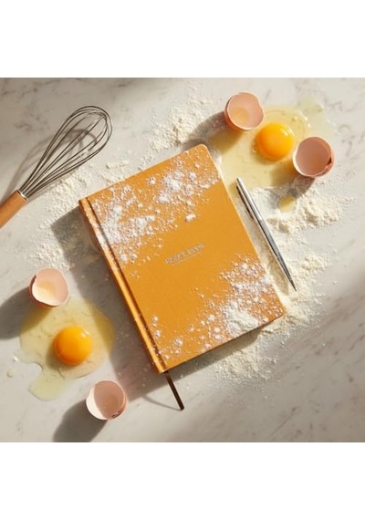 Fark Tanıtım Tarif Defteri A5 Boyutunda Sert Kapaklı 100+ Tariflik Recipe Journal, Ölçü Tablosu, Not Alanı, İndeks Ve Şef Soruları Sarı Açık Gri