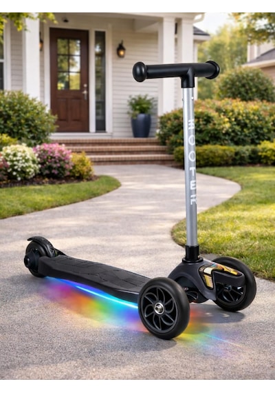 Tois Colorwase Led Işıklı 4 Kademe Ayarlanabilir 3 Tekerlekli Scooter - Siyah
