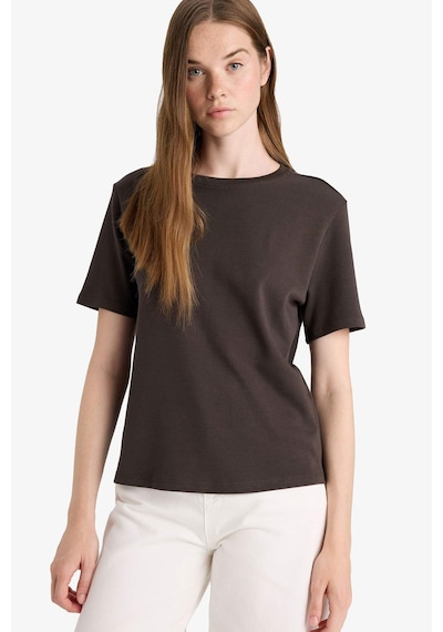 Defacto Regular Fit Bisiklet Yaka Kısa Kollu Tişört D7579ax25aubn115 Kahve