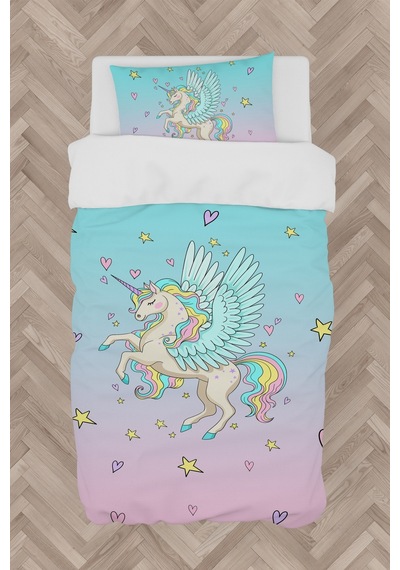 Mekta Home Bebek Ve Çocuk Odası Uçan Unicorn Desenli Nevresim Takımı