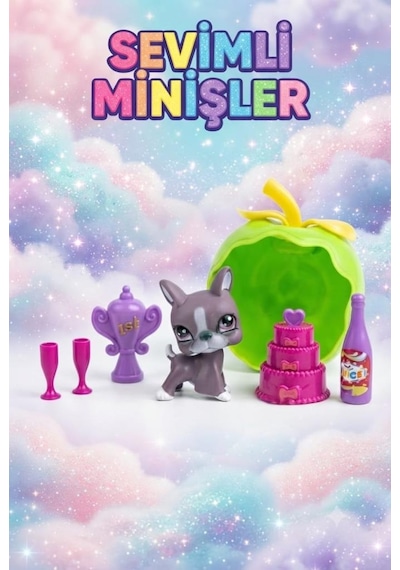 Petclub Sevimli Minişler Işıklı Elma Yuvalı Pet Shop Oyun Seti Kaleme Takılabilir Köpek Figürlü Ve Parti Aksesuarlı Çocuk Oyuncağı