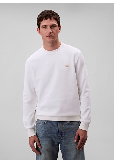 Calvin Klein Jeans Beyaz Erkek Regular Fit Sweatshirt Beyaz