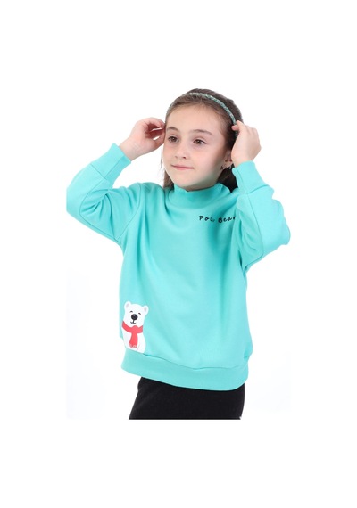 Toontoy Kız Çocuk Baskılı Relax Fit Dik Yaka Düşük Omuz Sweatshirt - Sol Omuz Çıtçıtlı Mint Yeşili Toontoy Kız Çocuk Baskılı Relax Fit Dik Yaka Düşük Omuz Sweatshirt - Sol Omuz Çıtçıtlı Mint Yeşili