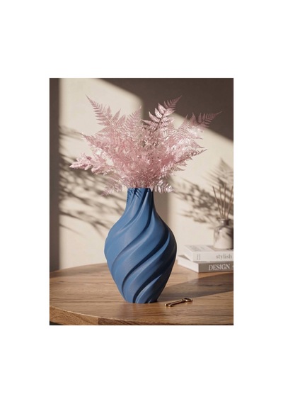 Aura Vazo 20cm - Modern Estetik Tasarım Dekoratif Ev Ofis Salon Dekorasyonu İçin Şık Obje - Minimalist Tasarım Çiçeklik Masa Üstü Süs Eşyası Lacivert