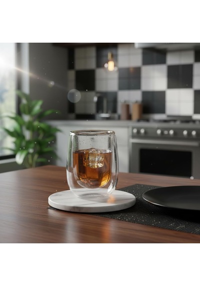 Çift Cidarlı Double Wall Cam Bardak - 250 Ml Isıya Dayanıklı Cappuccino, Çay Ve Kahve Bardağı - El Yakmayan Modern Tasarım çok renkli