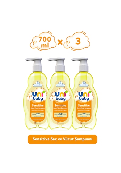 Uni Baby Sensitive Saç Ve Vücut Şampuanı 700 ML 3'lü