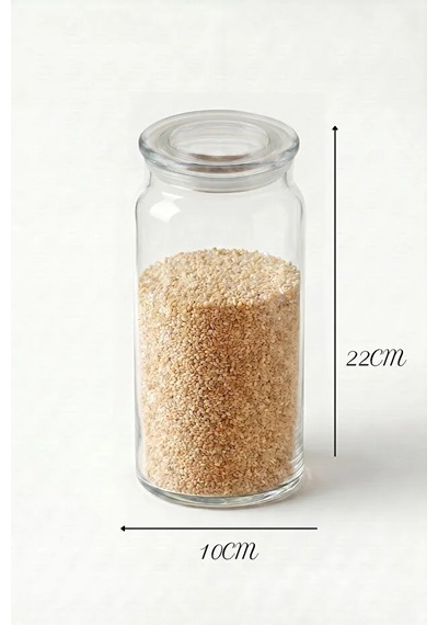Cam Kapaklı Cam Kavanoz 1300 Ml Kapaklı Saklama Kavanoz 22x10 Cm, Kuru Gıda/bakliyat Beyaz