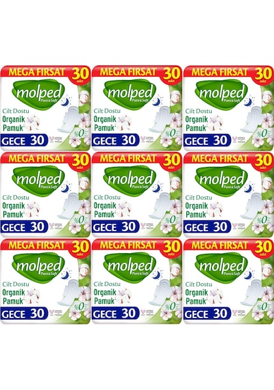 Molped Pure & Soft Hijyenik Ped Gece 9 x 30'lu