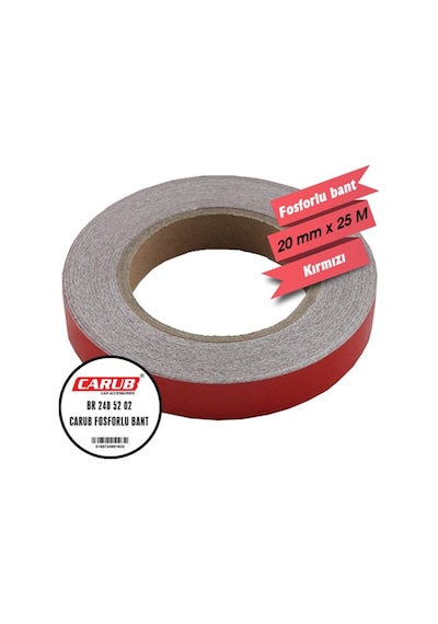Carub Fosforlu Bant Kırmızı 2 Cm X 25 Mt