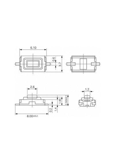 20 Adet 3x6x2.5 Mm Smd Tact Switch 2 Pin Anlık Basmalı Mikro Buton - Beyaz