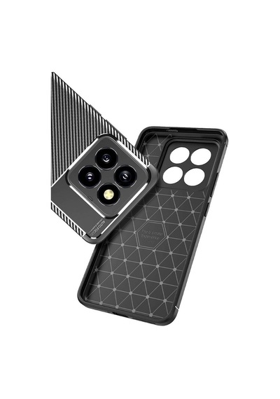 Xiaomi Mi 14 Pro Kılıf Karbon Görünümlü Silikon Kamera Korumalı Üstün Koruma Pazarplus Siyah