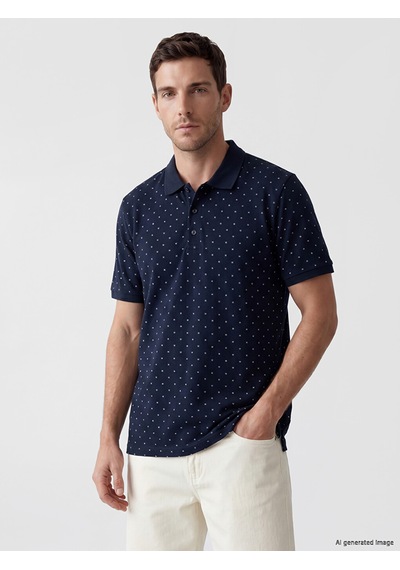 Lcwaıkıkı Classic Lacivert Polo Yaka Desenli Erkek Tişört