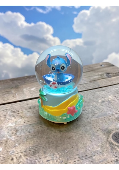 Stitch Müzikli Işıklı -10cm-8cm Kayıklı Figürlü Kar Küre 10-8