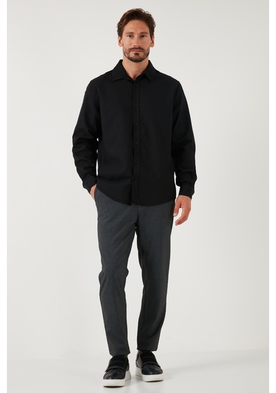 Buratti Streç Pamuklu Regular Fit Erkek Gömlek Cf25W128861 Siyah