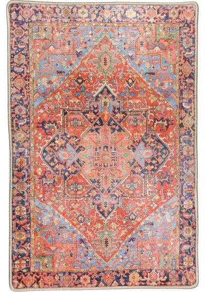 Kırmızı Ve Lacivert Mavi Renkli Vintage Halısı