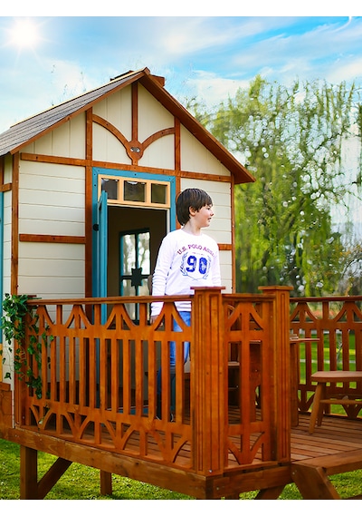 Mandu Ahşap Yerden Yüksek Ağaç Oyun Evi Çok Renkli