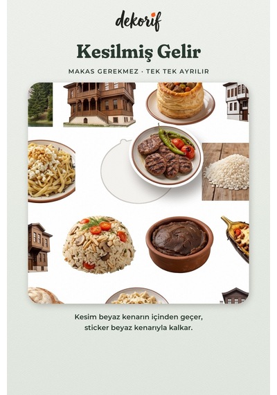 Bolu Sticker Seti 100 Adet - Göynük Evleri Yedigöller Mengen Pilavı Gerçekçi Ajanda Journal Çıkartma Çok Renkli