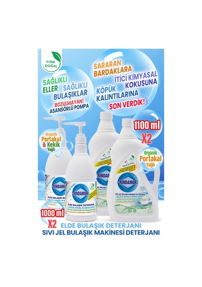 %100 Doğal Bitkisel Elde Bulaşık Ve Sıvı Jel Makine Bulaşık Deterjanı Seti
