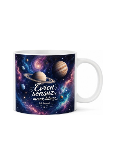 Uzay Meraklısı Astronom Hayalpereste Galaksi Sistemi Gezegen Kahve Kupası Hediye Beyaz / Çok Renkli