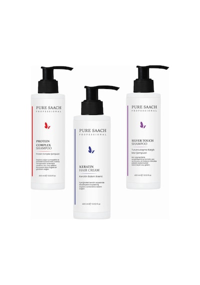 Pure Saach Professional Protein Complex + Silver Şampuan + Keratin Saç Kremi 3 x 400 ML