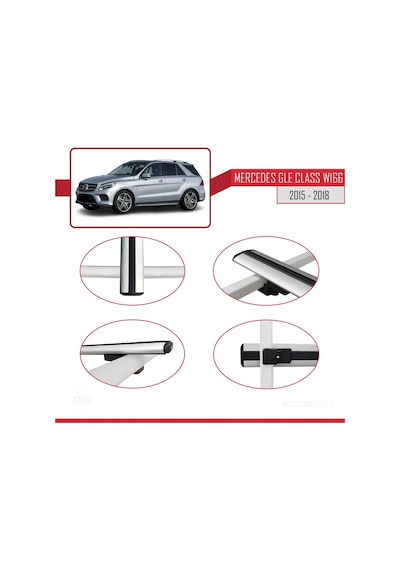 Mercedes Gle Class W166 2015-2018 Arası İle Uyumlu Basic Model Ara Atkı Tavan Barı Gri 3 Adet