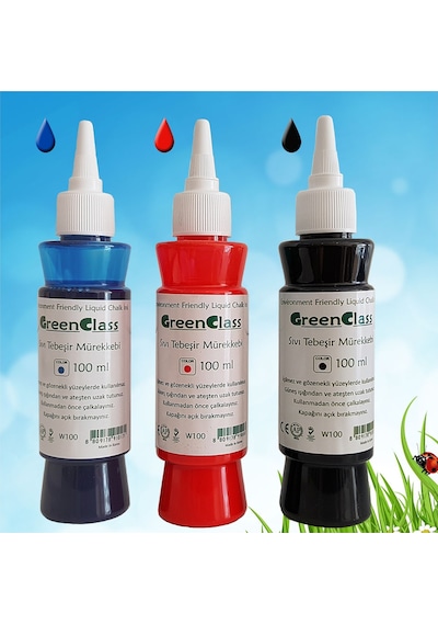 Green Class Mürekkep Seti- 3 x 100 ML Siyah - Kırmızı - Mavi