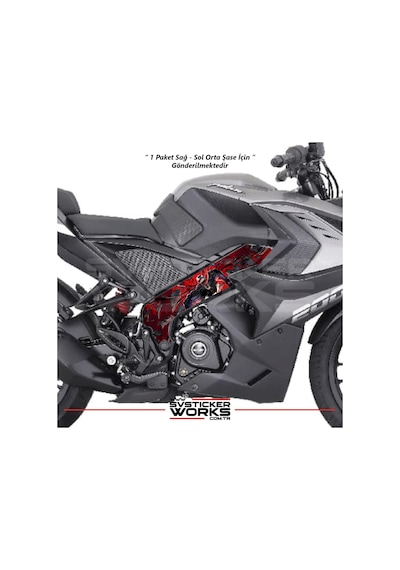 Bajaj Pulsar Rs200 Orta Şase Kaplama Two Face Venom Kaplama Desen Sticker Kırmızı