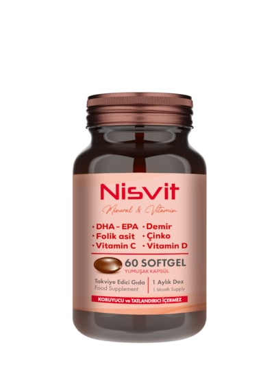 Nisvit Omega 3, Epa - Dha, Demir, Folik Asit, Vitamin, B, C, D, E, Çinko, Iyot Içeren Multivitamin