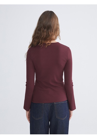 Lcw Modest Bordo Bisiklet Yaka Kadın Body