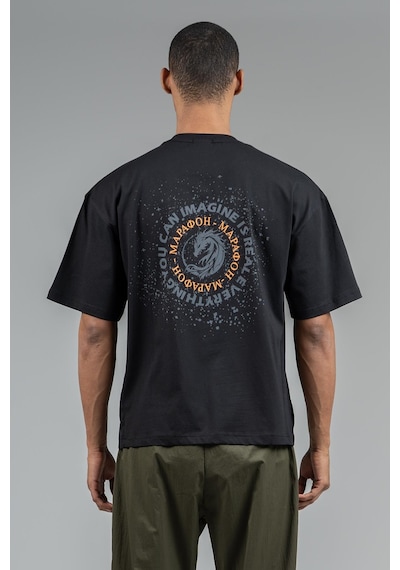 Maraton Sportswear Oversize Erkek Bisiklet Yaka Kısa Kol Basic Siyah T-shirt 23242-siyah