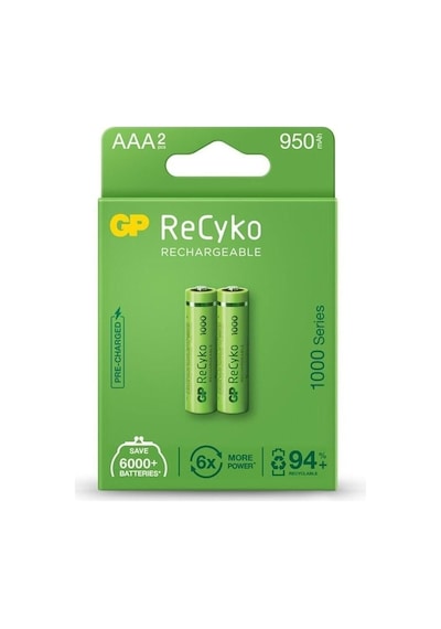 GP ReCyko GP100AAAHCEMTR-2GB2 950 mAh AAA Ni-MH Şarj Edilebilir İnce Kalem Pil 2'li