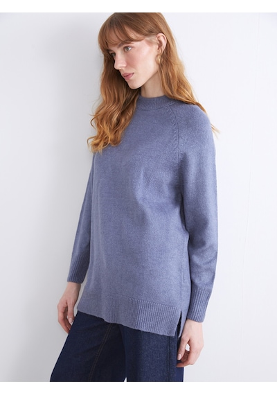 Lcw Modest Mavi Dik Yaka Oversize Kadın Triko Tunik Xl-2xl