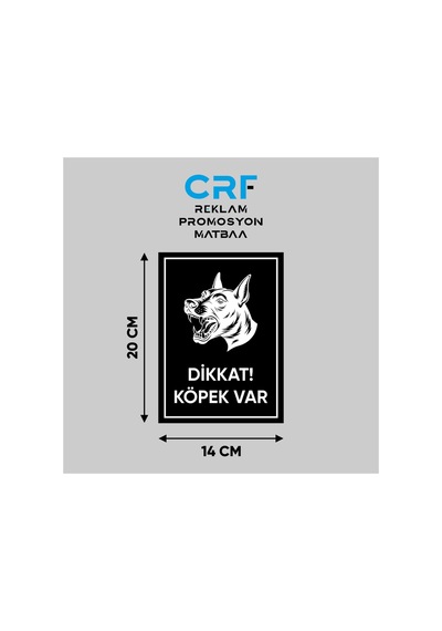 Metal Siyah Dikkat Köpek Var Uyarı Levhası 14x20 Cm Arkası Yapışkanlı