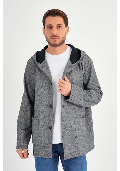 Alexandergardı Kapüşonlu İçi Şardonlu Oversize Hırka E23-607 03 Lacivert Melanj