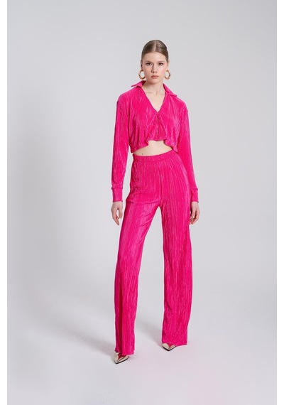 Holly Lolly Crop Model Düğme Kapamalı Comfy Crop Gömlek Pembe