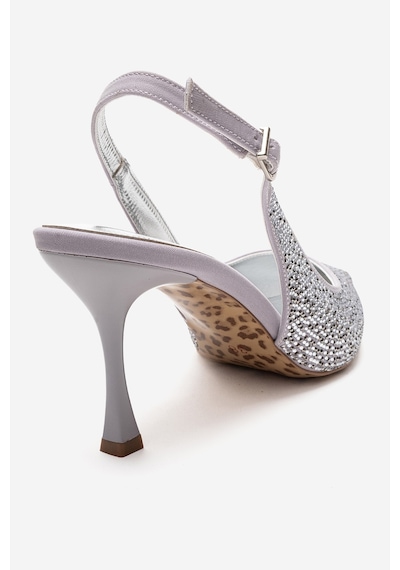 Luvishoes Johanna Gümüş Taşlı Kadın Topuklu Ayakkabı Gümüş