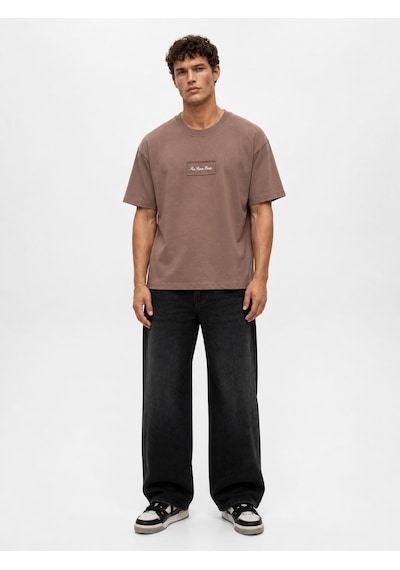 Respire Erkek Ffb Nakışlı Oversize T-shirt Kahve