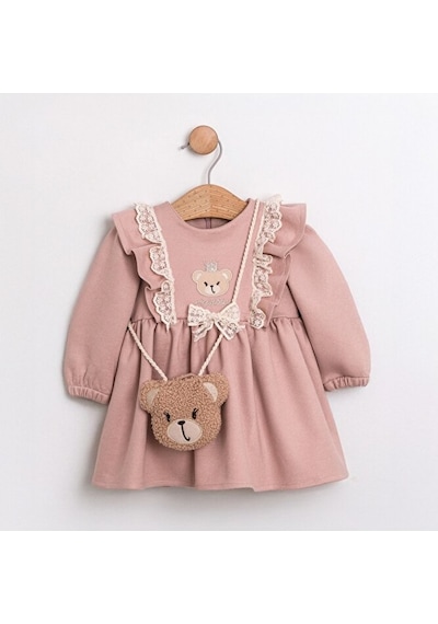 Sweet Bear Oyuncak Aksesuarlı Kız Bebek Elbisesi Bej