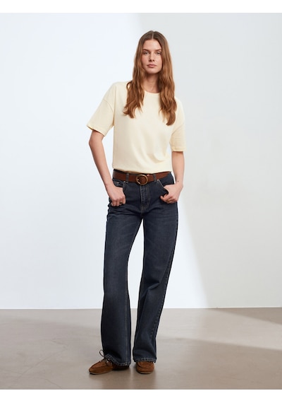 Dilvin 3683 Basic T-shirt-açık Sarı Sarı