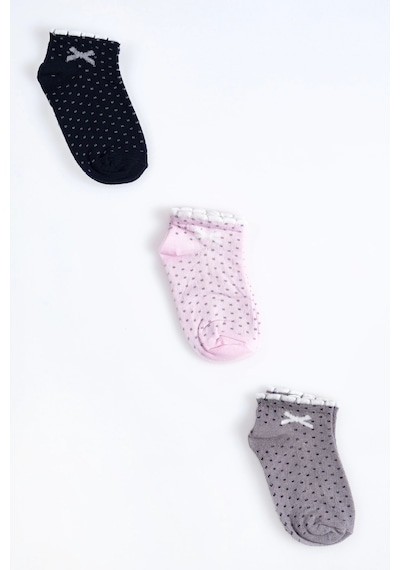 Cocole Socks Kız Bebek Patik Çorabı 3 Lü Set Pamuklu Minik Fiyonk Desenli Çok Renkli