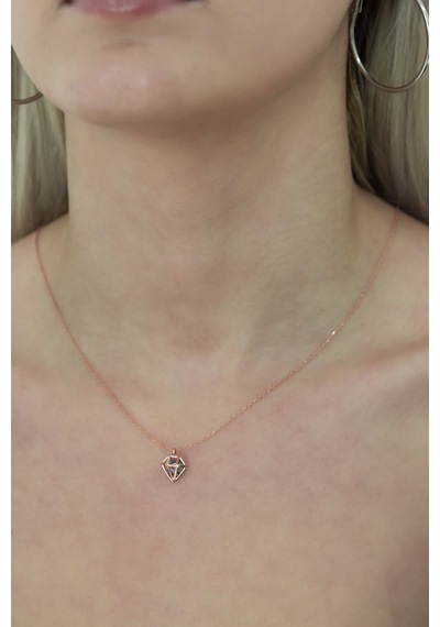 925 Ayar Şık Tasarım Mistik Topaz Taşlı Kolye Kadın Gümüş Kolye Rose Gold